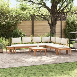 vidaXL Ensemble de banc de jardin 4 pcs Marron et Crème 2 places Moyen pas cher