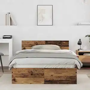 vidaXL Cadre de lit avec tête de lit Bois Ancien 120 x 190 cm pas cher