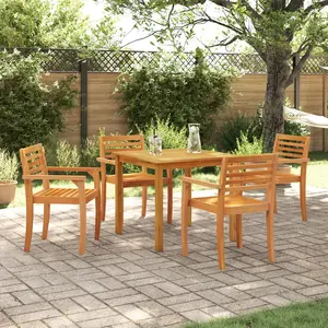 vidaXL Ensemble De Salle À Manger De Jardin 5 Pièces En Bois D'acacia Solide pas cher