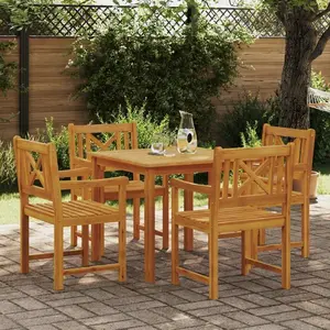 vidaXL Ensemble de salle à manger jardin 5 pièces en bois massif 3375657 pas cher
