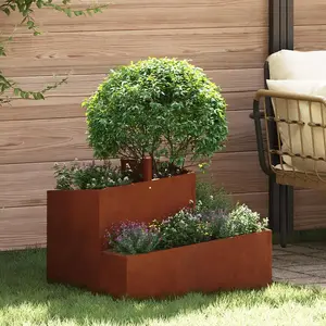 Comparateur de prix : vidaXL Cache-pot de jardin Marron 60 x 60 x 50 cm Acier patiné