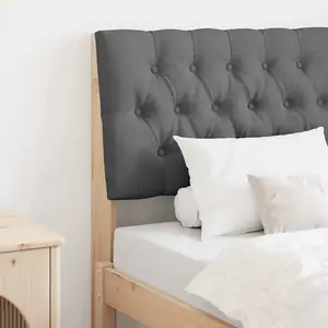 vidaXL Tête de lit capitonnée Gris foncé 80 cm Pin massif pas cher