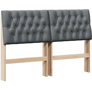 vidaXL Tête de lit capitonnée Gris foncé 160 cm Pin massif pas cher