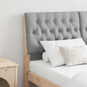vidaXL Tête de lit capitonnée Gris clair 150 cm Pin massif pas cher