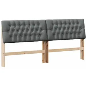 vidaXL Tête de lit capitonnée Gris foncé 200 cm Pin massif pas cher