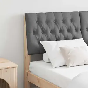 vidaXL Tête de lit capitonnée Gris foncé 135 cm Pin massif pas cher