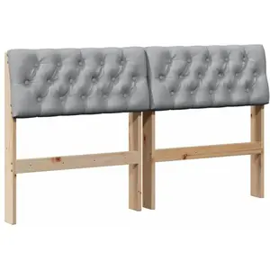 vidaXL Tête de lit capitonnée Gris clair 135 cm Pin massif pas cher