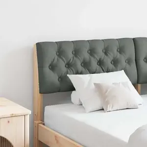vidaXL Tête de lit capitonnée Gris foncé 140 cm Pin massif pas cher