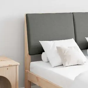 vidaXL Tête de lit capitonnée Gris foncé 135 cm Pin massif pas cher