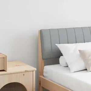 vidaXL Tête de lit capitonnée Gris clair 180 cm Pin massif pas cher