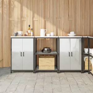 Comparateur de prix : vidaXL Ensemble de rangement cuisine 3 pcs Argent 180 x 50 x 92 cm