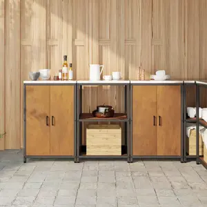 vidaXL Ensemble de rangement cuisine 3 pcs Rouillé 180 x 50 x 92 cm