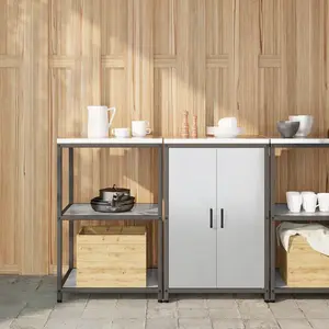 Comparateur de prix : vidaXL Ensemble de rangement cuisine 2 pcs Argent 120 x 50 x 92 cm