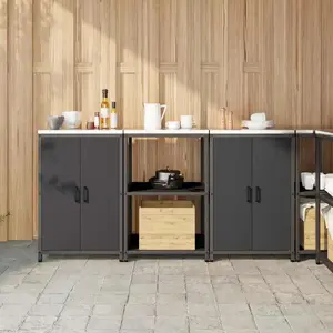 Comparateur de prix : vidaXL Ensemble de rangement cuisine 3 pcs Noir 180 x 50 x 92 cm