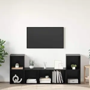 vidaXL Ensemble de meubles TV 3 pcs Noir 107 x 35 x 37 cm pas cher