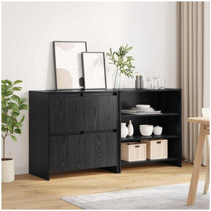 vidaXL Buffet 2 pcs Chêne noir 70 x 41 x 75 cm Bois d'ingénierie pas cher
