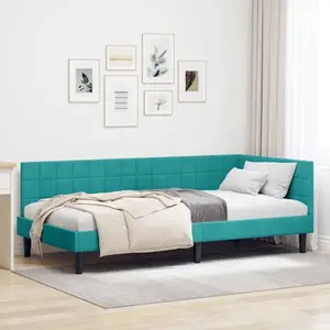 vidaXL Cadre de lit d'angle Turquoise 90 x 190 cm Velours pas cher