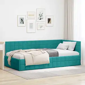 vidaXL Vidaxl Cadre De Lit D'angle Turquoise 90 X 190 Cm Velours pas cher