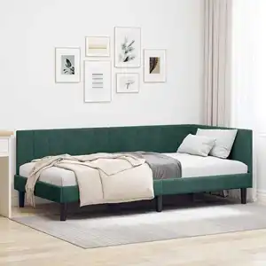 vidaXL Vidaxl Cadre De Lit D'angle Vert Foncé 90 X 200 Cm Velours pas cher