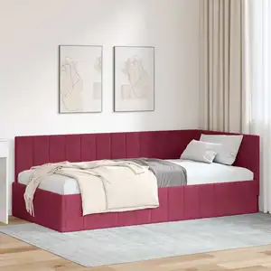 vidaXL Vidaxl Cadre De Lit D'angle Rouge Bordeaux 90 X 200 Cm Velours pas cher