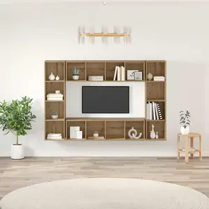 vidaXL Ensemble meuble TV 4 pcs Marron 37 x 37 x 142.5 cm pas cher