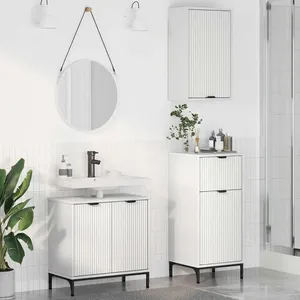 vidaXL Ensemble de mobilier de salle de bain avec tiroir 3 pcs Blanc pas cher