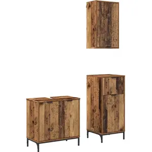 vidaXL Ensemble de mobilier de salle de bain 3 pcs Bois Ancien pas cher