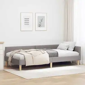 vidaXL Cadre de lit d'angle Autre avec tête de lit Taupe 100 x 200 cm pas cher