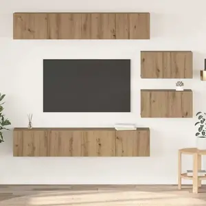 vidaXL Ensemble de meubles TV mural 6 pcs Artisan-Chêne Bois composite pas cher