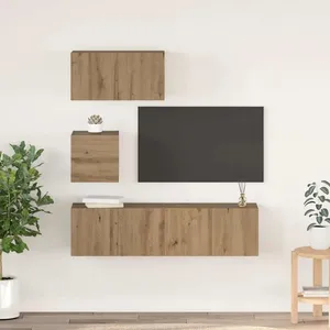 vidaXL Vidaxl Ensemble Meuble Tv 4 Pcs Chêne Artisanal 60 X 30 X 30 Cm pas cher