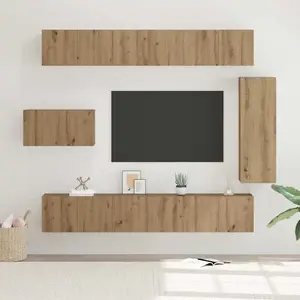 vidaXL Ensemble de meubles TV mural 8 pcs Artisan-Chêne Bois composite pas cher