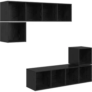 vidaXL Ensemble meuble TV 4 pcs Chêne noir 37 x 37 x 142.5 cm pas cher