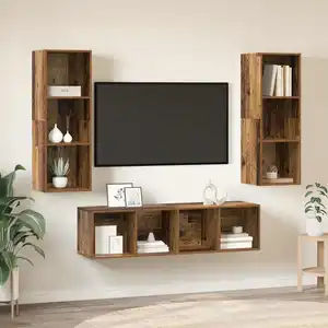 vidaXL Ensemble de meubles TV 3 pcs Bois ancien 37 x 37 x 142.5 cm pas cher