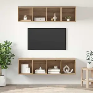 vidaXL Ensemble de meubles TV 3 pcs chêne artisanal Bois d'ingénierie pas cher