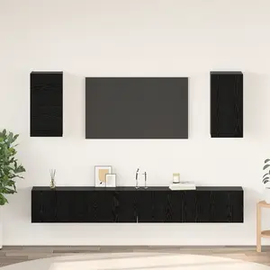 vidaXL Meuble TV mural avec étagère 6 pcs Chêne Noir Bois d'ingénierie pas cher