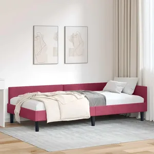 vidaXL Vidaxl Cadre De Lit D'angle Rouge Bordeaux 100 X 200 Cm pas cher