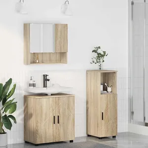 vidaXL Vidaxl Ensemble De Mobilier De Salle De Bain 3 Pcs Chêne Sonoma pas cher