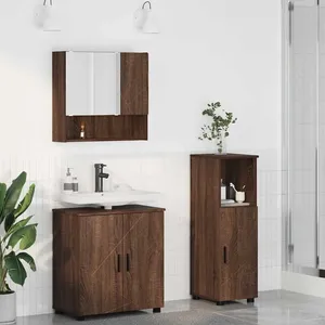 vidaXL Ensemble de mobilier de salle de bain 3 pcs Chêne marron pas cher