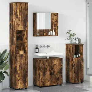 vidaXL Vidaxl Ensemble De Mobilier De Salle De Bain 4 Pcs Chêne Fumé pas cher