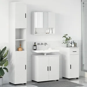 vidaXL Ensemble de mobilier de Salle de Bain avec tiroir 4 pcs Blanc, pas cher