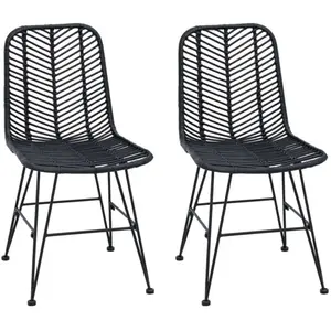 vidaXL vidaXL Chaise de salle à manger 2 pcs Noir 44,5 x 55 x 85 cm pas cher