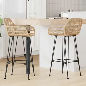 Comparateur de prix : vidaXL Chaise de bar 2 pcs Naturel 55 x 52 x 105 cm Rotin et métal