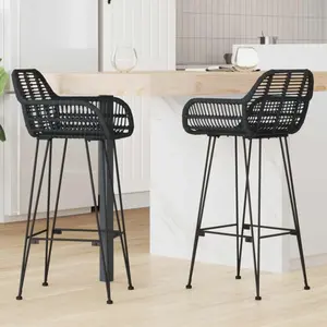 Comparateur de prix : vidaXL Chaise de bar 2 pcs Noir 55 x 52 x 92 cm Rotin et métal