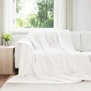 vidaXL Jeté Blanc 270 x 240 cm Toison