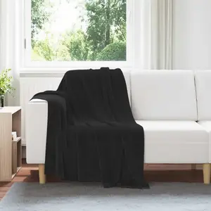 vidaXL vidaXL Jeté Noir 130 x 150 cm Toison