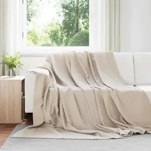 vidaXL Jeté Beige 240 x 220 cm Toison