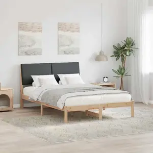 vidaXL Cadre de lit avec tête de lit marron et gris foncé 160 x 200 cm pas cher