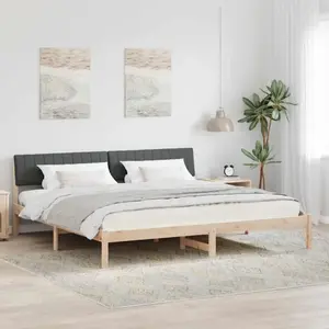 vidaXL Cadre de lit avec tête de lit marron et gris foncé 200 x 200 cm pas cher