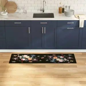 vidaXL Tapis de Cuisine Floral Fleurs 45 x 150 cm Velours pas cher
