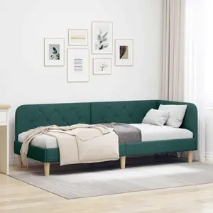 vidaXL Cadre de lit d'angle Vert foncé 80 x 200 cm tissu pas cher